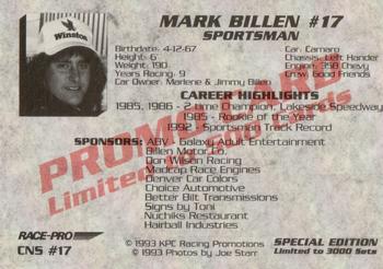1993 Race-Pro - Promo #CNS #17 Mark Billen Back