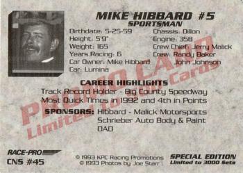 1993 Race-Pro - Promo #CNS #45 Mike Hibbard Back