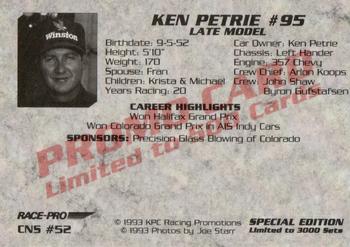 1993 Race-Pro - Promo #CNS #52 Ken Petrie Back