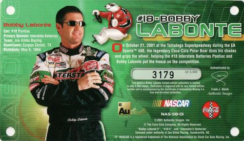 2001 Authentic Images #NAS-S8-01 Bobby Labonte Back
