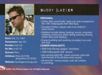 2003 IRL Season Fan Guide #NNO Buddy Lazier Back