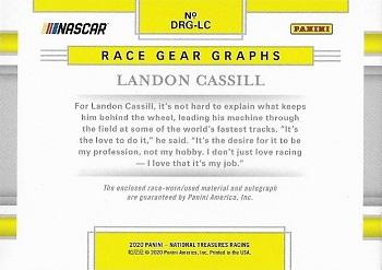 2020 Panini National Treasures - Dual Race Gear Graphs Green #DRG-LC Landon Cassill Back