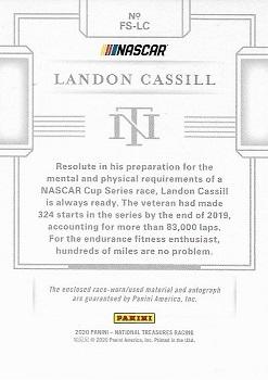 2020 Panini National Treasures - Firesuit Signatures Holo Gold #FS-LC Landon Cassill Back