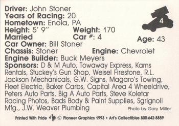 1993 Art's Collectibles Silver Spring Speedway Super Sportsman Series II #4 John Stoner Back