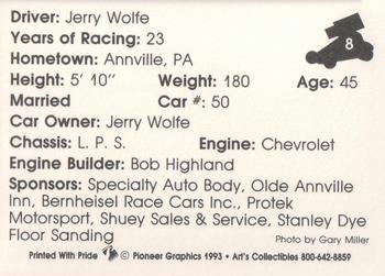 1993 Art's Collectibles Silver Spring Speedway Super Sportsman Series II #8 Jerry Wolfe Back