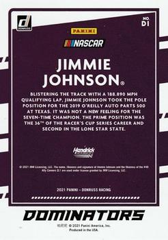 2021 Donruss - Dominators Checkers #D1 Jimmie Johnson Back
