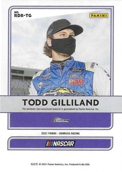 2021 Donruss - Race Day Relics Red #RDR-TG Todd Gilliland Back