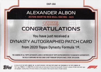 2020 Topps Dynasty Formula 1 - Dynasty Autographed Patch #DAP-IAA Alexander Albon Back