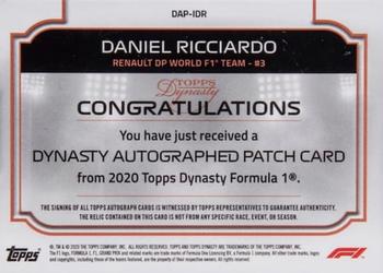 2020 Topps Dynasty Formula 1 - Dynasty Autographed Patch #DAP-IDR Daniel Ricciardo Back