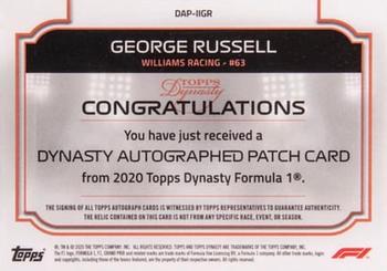 2020 Topps Dynasty Formula 1 - Dynasty Autographed Patch #DAP-IIGR George Russell Back