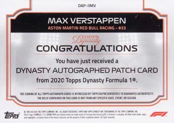 2020 Topps Dynasty Formula 1 - Dynasty Autographed Patch #DAP-IIMV Max Verstappen Back