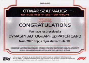 2020 Topps Dynasty Formula 1 - Dynasty Autographed Patch #DAP-OSPI Otmar Szafnauer Back
