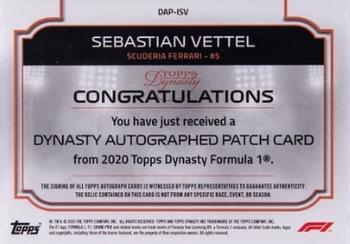 2020 Topps Dynasty Formula 1 - Dynasty Autographed Patch #DAP-ISV Sebastian Vettel Back