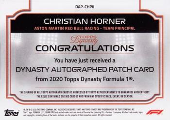 2020 Topps Dynasty Formula 1 - Dynasty Autographed Patch Red #DAP-CHPII Christian Horner Back