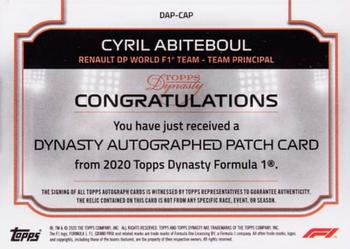 2020 Topps Dynasty Formula 1 - Dynasty Autographed Patch Red #DAP-CAP Cyril Abiteboul Back