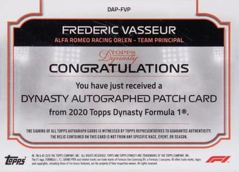 2020 Topps Dynasty Formula 1 - Dynasty Autographed Patch Red #DAP-FVP Frederic Vasseur Back