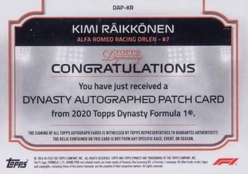 2020 Topps Dynasty Formula 1 - Dynasty Autographed Patch Red #DAP-KR Kimi Räikkönen Back