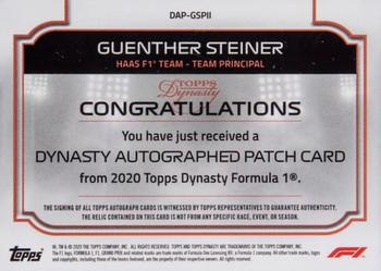 2020 Topps Dynasty Formula 1 - Dynasty Autographed Patch Gold #DAP-GSPII Guenther Steiner Back