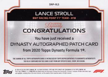 2020 Topps Dynasty Formula 1 - Dynasty Autographed Patch Gold #DAP-IILS Lance Stroll Back