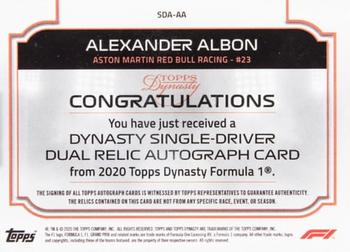 2020 Topps Dynasty Formula 1 - Dynasty Single-Driver Autographed Dual Relic #SDA-AA Alexander Albon Back