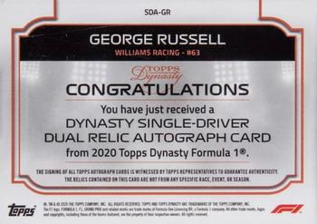 2020 Topps Dynasty Formula 1 - Dynasty Single-Driver Autographed Dual Relic #SDA-GR George Russell Back