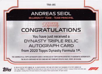 2020 Topps Dynasty Formula 1 - Dynasty Single-Driver Autographed Triple Relic #TRA-IAS Andreas Seidl Back