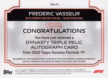 2020 Topps Dynasty Formula 1 - Dynasty Single-Driver Autographed Triple Relic #TRA-FV Frederic Vasseur Back