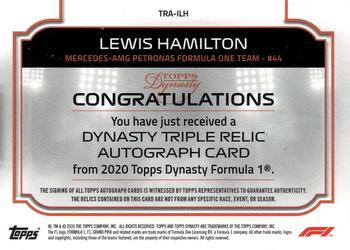 2020 Topps Dynasty Formula 1 - Dynasty Single-Driver Autographed Triple Relic #TRA-ILH Lewis Hamilton Back