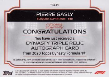 2020 Topps Dynasty Formula 1 - Dynasty Single-Driver Autographed Triple Relic #TRA-PG Pierre Gasly Back