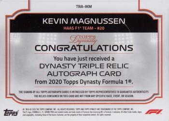 2020 Topps Dynasty Formula 1 - Dynasty Single-Driver Autographed Triple Relic Red #TRA-IKM Kevin Magnussen Back