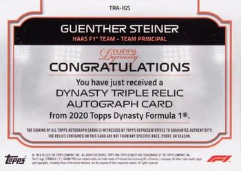 2020 Topps Dynasty Formula 1 - Dynasty Single-Driver Autographed Triple Relic Gold #TRA-IGS Guenther Steiner Back