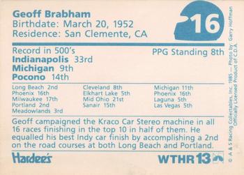 1985 A & S Racing Indy - Hardee's #16 Geoff Brabham Back