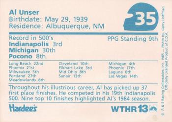 1985 A & S Racing Indy - Hardee's #35 Al Unser Back