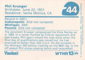 1985 A & S Racing Indy - Hardee's #44 Phil Krueger Back