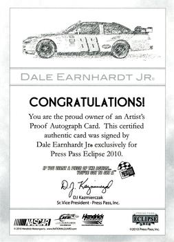 2010 Press Pass Eclipse - Artist's Proof Autographs #NNO Dale Earnhardt Jr. Back