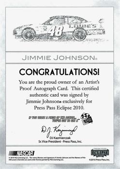2010 Press Pass Eclipse - Artist's Proof Autographs #NNO Jimmie Johnson Back