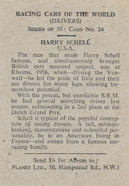 1959 Planet Ltd. Racing Cars of the World #24 Harry Schell Back