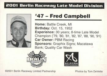 2001 Berlin Raceway #NNO Fred Campbell Back