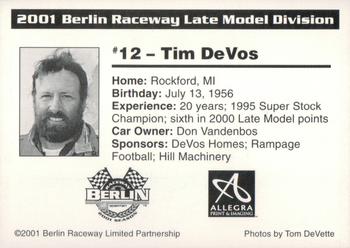 2001 Berlin Raceway #NNO Tim DeVos Back