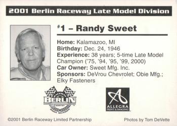2001 Berlin Raceway #NNO Randy Sweet Back