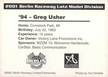 2001 Berlin Raceway #NNO Greg Usher Back