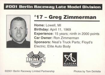 2001 Berlin Raceway #NNO Greg Zimmerman Back