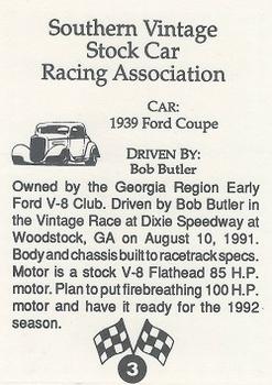 1992 Southern Vintage Stock Car Racing Association #3 Bob Butler Back