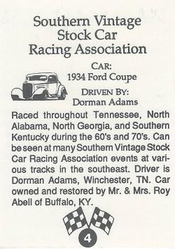 1992 Southern Vintage Stock Car Racing Association #4 Dorman Adams Back