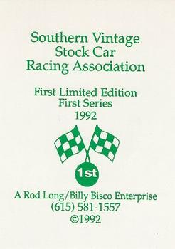 1992 Southern Vintage Stock Car Racing Association #NNO Cover Card Front