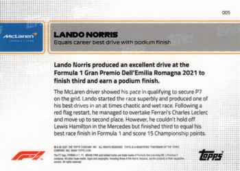2021 Topps Now Formula 1 #005 Lando Norris Back