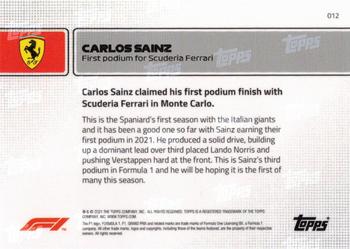 2021 Topps Now Formula 1 #012 Carlos Sainz Back