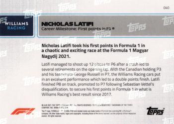 2021 Topps Now Formula 1 #040 Nicholas Latifi Back