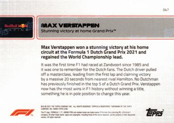 2021 Topps Now Formula 1 #047 Max Verstappen Back
