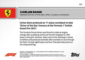 2021 Topps Now Formula 1 #063 Carlos Sainz Back